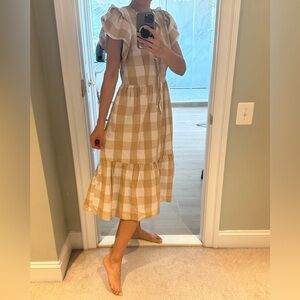 Who What Wear Beige and White Plaid Dress